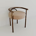 Modern Minimalist Round Fabric Upholstered Chair With Curved Bronze Metal Frame For Cozy Home Use