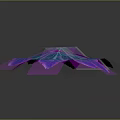 Vibrant Purple And Blue Gradient Leaves With Multiple Blades On Black Background