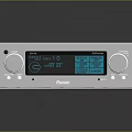 Modern Denon Silver Audio Amplifier With Digital Display And Control Knobs