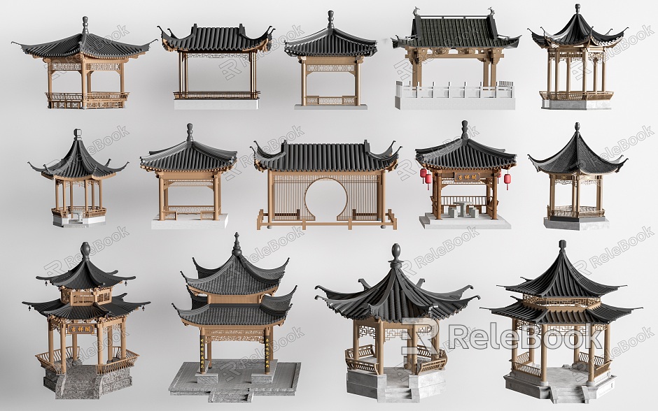 Chinese style landscape pavilion ancient pavilion pavilion model