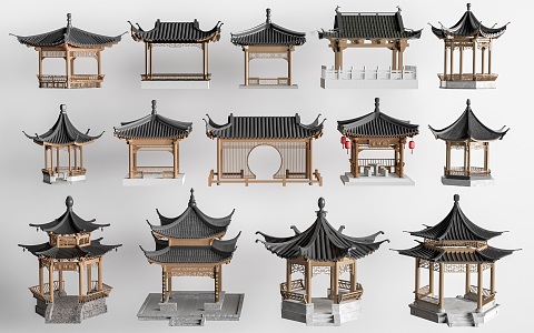 Chinese style landscape pavilion ancient pavilion 3d model