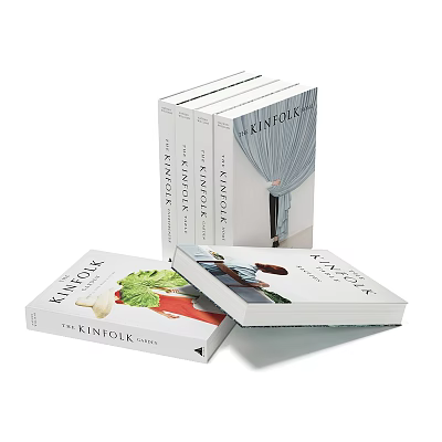 Stack Of Kinfolk Lifestyle Magazines With Open Pages And Photography Content 3d model