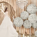 Wedding Photo Spot With Beige Curtains Arch ESC Crystal Chandeliers White Flower Balls And Candles