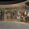Modern Clothing Store Interior With Wooden Display Racks Green Foliage Stylish Apparel And Mannequins