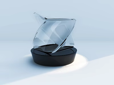 Modern Minimalist Decorative Ornament Set With Transparent Geometric Design And Black Base 3d model