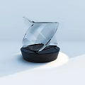 Modern Minimalist Decorative Ornament Set With Transparent Geometric Design And Black Base