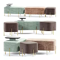 Stylish Upholstered Ottomans With Gold Legs In Brown Green And Different Designs