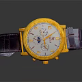Luxury Golden Watch With Black Leather Strap White Dial And Moon Phase Design
