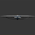 Futuristic Cosmic Spaceship With Circular Design And Colorful Thrusters For Space Exploration