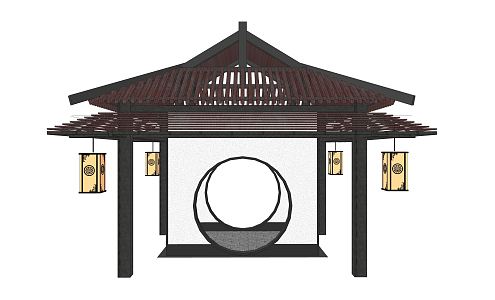 New Chinese style pavilion porch 3d model