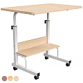 Adjustable Height Desk With Pink Tabletop And Rolling Casters For Home Office 3d model