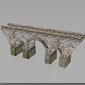 Ancient Style Stone Brick Arch Bridge With Three Arches And Support Piers
