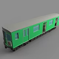 Green Subway Train Exterior Design With Windows Doors And Red Headlights