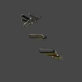 Various Types of Tactical Rifles with Wooden Stocks and Black Metal Components