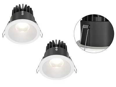 Modern LED Recessed Downlights with Black Housing and White Trim for Ceiling Lighting 3d model