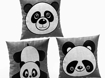 Cute Cartoon Panda Print Decorative Pillows With Soft Texture For Home Sofa Decor 3d model