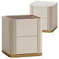 Elegant Modern Nightstand With Wooden Drawer And Gold Metal Trim Vertical Lines Design