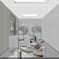 Modern Dental Treatment Room With Yellow Dental Chair White Cabinets And Medical Equipment