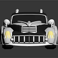 Classic Black And White Vintage Car With Roof Rack And Retro Design