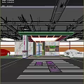 Parking Garage Interior With Marble Walls Elevator Lighting Floor Markings And Black Car
