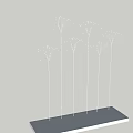 Modern Illuminated Decorative Trees With Slender Poles And Glowing Tops On White Base