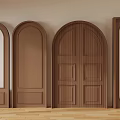 Wooden Hinged Doors with Arched Design and Various Panel Patterns for Interior Spaces 3d model