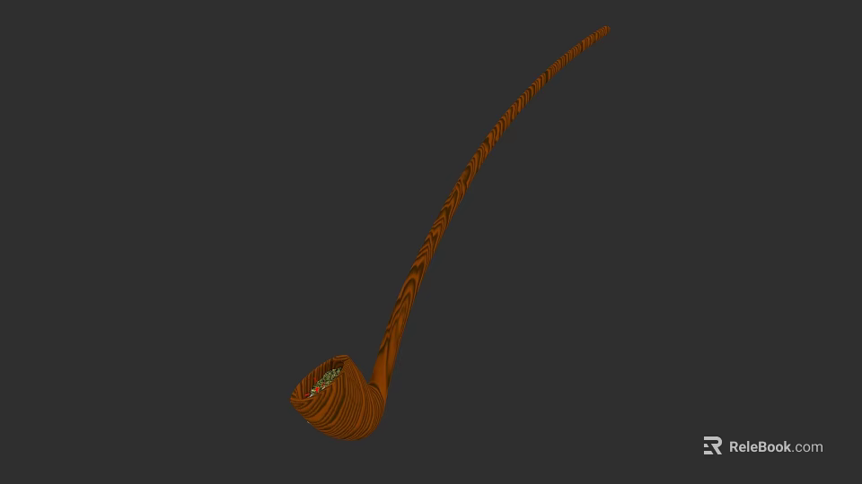 Hand Carved Wooden Sculpture With Spiral Pattern And Long Curved Design 3d model 