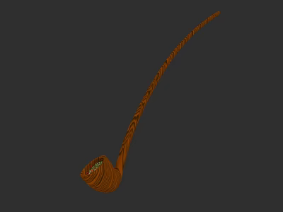 Hand Carved Wooden Sculpture With Spiral Pattern And Long Curved Design 3d model