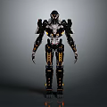 Futuristic Robot Game Movie Character With Black Yellow Mechanical Armor Design