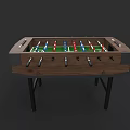 Wooden Foosball Table With Green Surface Red Blue Players And Sturdy Legs