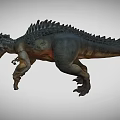 Large Predatory Dinosaur with Spiked Back Open Mouth and Sharp Teeth in Dynamic Walking Pose 3d model