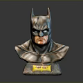 Batman Bust Sculpture With Mask Bat Ears And Yellow Logo On Base