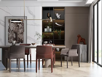 Modern Dining Table and Chair Combination 3d model