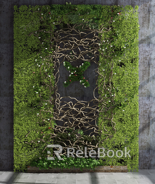 Modern Green Plant Wall Green Plant Background Wall model