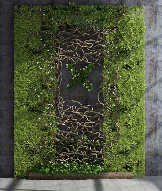 Modern Green Plant Wall Green Plant Background Wall 3d model