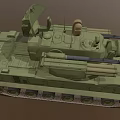 Military Armored Functional Vehicle With Tracked Chassis Turret Cannon And Antenna