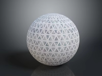 Modern White Spherical Decorative Object With Geometric Triangular Grid Pattern 3d model