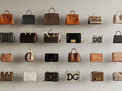 Trendy Fashionable Handbags Collection With Various Designs Colors And Styles 3d model