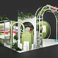 Fresh Greenery Decorated Modern Exhibition Booth Design For Cosmetic Brand Product Trade Show