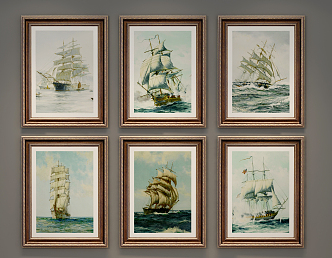 American Oil Painting Nautical Painting Decorative Painting Hanging Painting 3d model