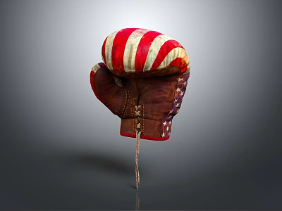 Durable Leather Boxing Glove With American Flag Red White Striped Design Sports Equipment 3d model