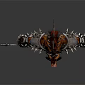 Boar Warrior Character With Spiked Armor Giant Weapon And Skull Decoration