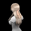 Game and Movie Character 3D Model With Long Blonde Wavy Center Parted Hair Upper Body
