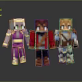 Pixel Art Game Characters Wearing Three Colorful Outfits And Unique Looks