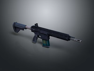Modern Black Tactical Rifle With Ergonomic Grip And Detachable Magazine Design 3d model