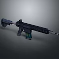 Modern Black Tactical Rifle With Ergonomic Grip And Detachable Magazine Design