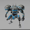 Futuristic Blue And White Robot Character With Mechanical Armor And Limbs