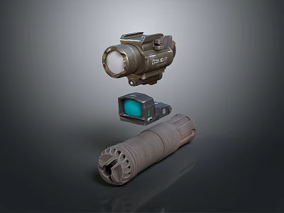 Practical Household Gadgets With Portable Flashlight Small Display Device And Cylindrical Tool 3d model