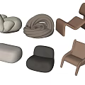 Modern Accent Chairs With Creative Curved Shapes Soft Textures And Comfortable Design 3d model