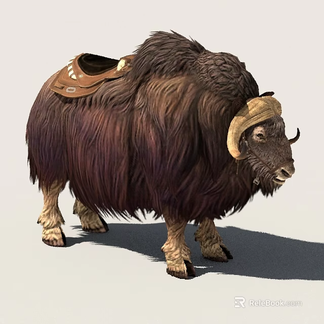 Musk Ox Featuring Saddle Long Shaggy Fur And Curved Horns 3d model 